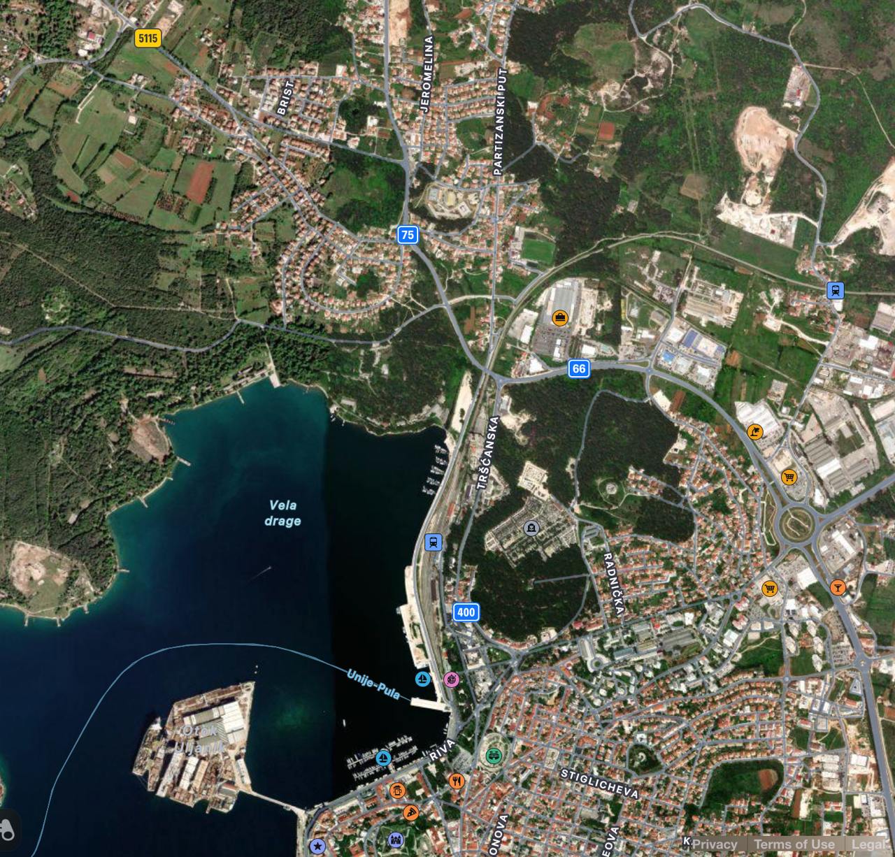 Satelitska snimka - Apple Maps
